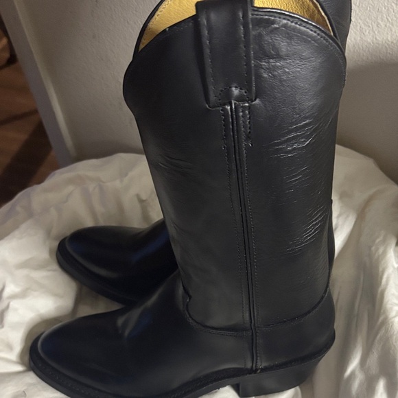 Justin Boots Black Leather Western Boots - Picture 3 of 5